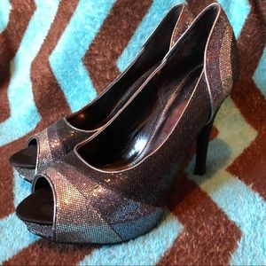 Worthington Silver and Black Sparkle Pumps